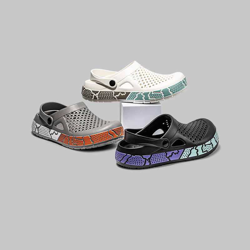Summer New Men's Sandals Casual Fashion Stroke Camouflage Slippers Men's Cross-border Outdoor Breathable Beach Hole Shoes